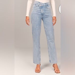 Abercrombie & fitch the 90s straight ultra high-rise criss cross jeans